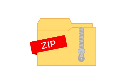 ZIP archive icon. Flat, yellow, ZIP folder icon, ZIP archive. Vector icon