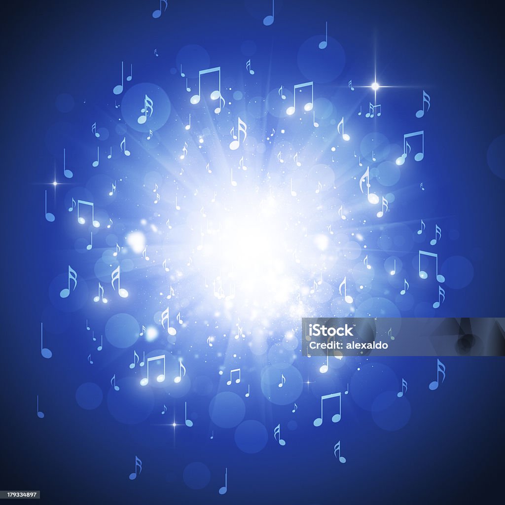 Notas de la música de fondo azul - Ilustración de stock de Abstracto libre de derechos
