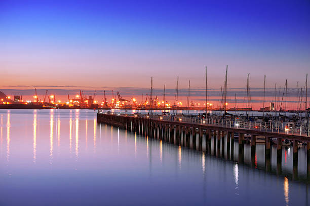 istock Getxo pier with yacht masts at night 179334930