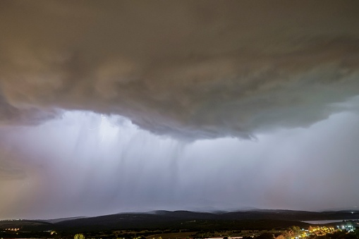 Big night thunderstorm in the mountains of Madrid. Guadarrama.