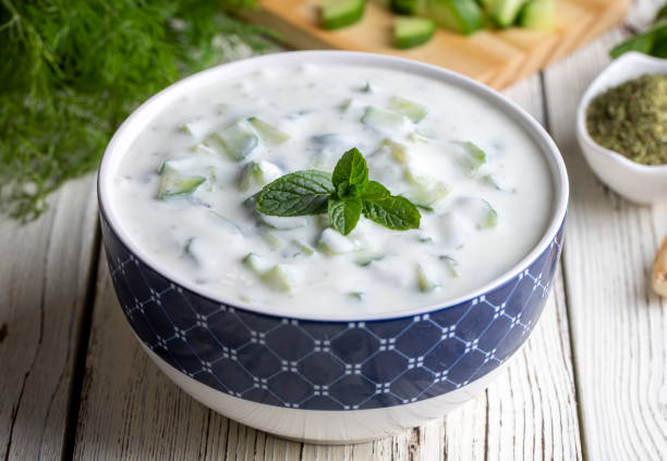 Traditional delicious appetizer; tzatziki (Turkish name; cacik) Traditional delicious appetizer; tzatziki (Turkish name; cacik) tzatziki stock pictures, royalty-free photos & images