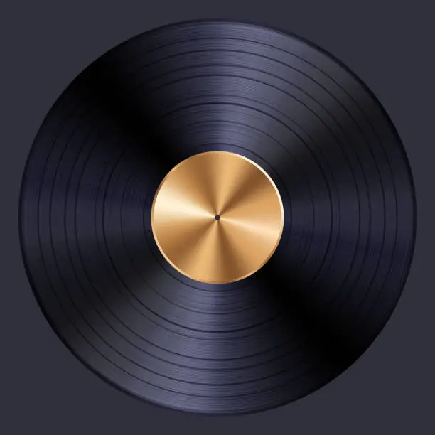 Vector illustration of Gold Vinyl Record Design Element