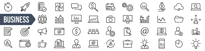 Business icon. Business icon set. Linear style.