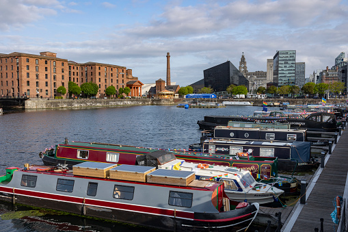 Liverpool, united kingdom May, 16, 2023 The Albert Dock is a complex of dock buildings and warehouses in Liverpool, England.