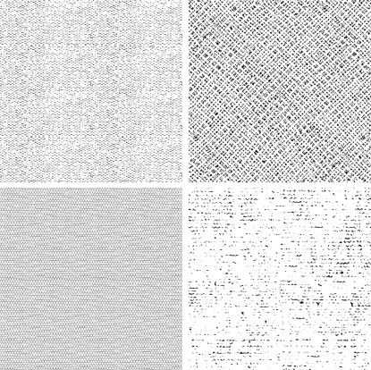 four seamless black and white fabric patterns