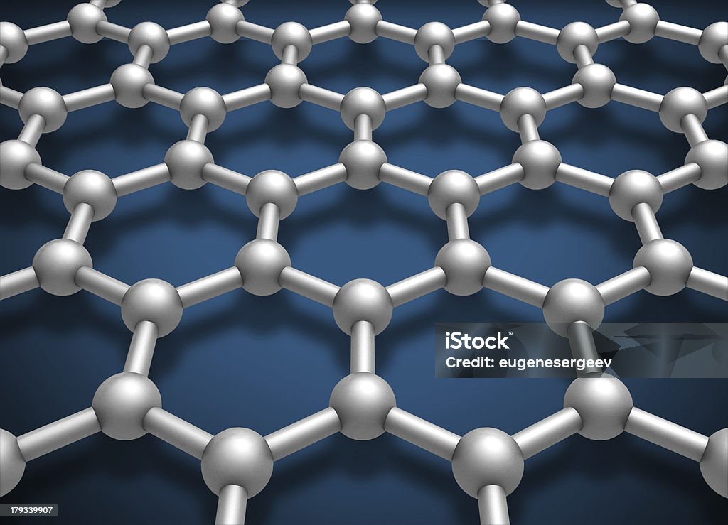 Graphene strato struttura Schema del modello. Illustrazione rendering 3D - Foto stock royalty-free di Astratto