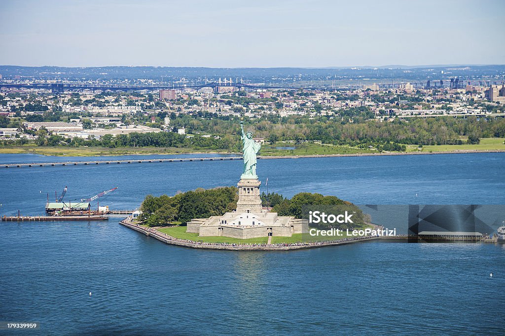 The Statue Of Liberty, Aerial view Aerial view of the Statue Of Liberty in New York. Aerial View Stock Photo