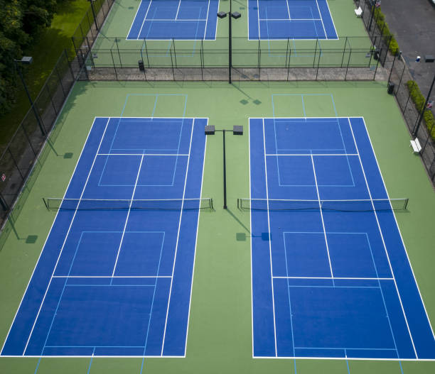 istock Looking down at tennis pickleball courts 1793403751