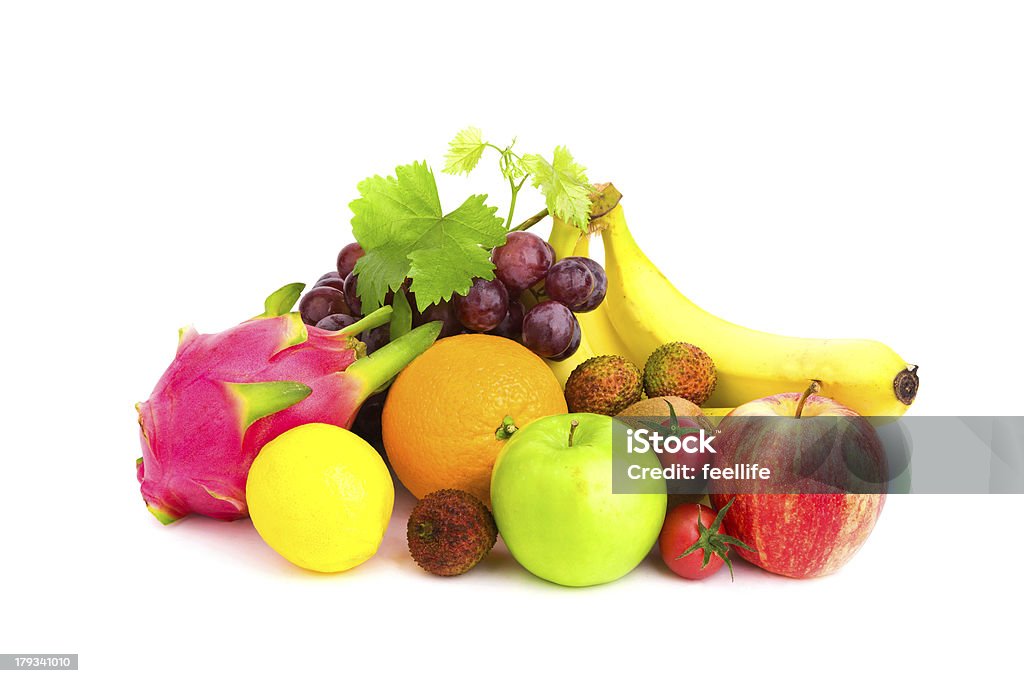 건강한 식사: 신선한 과일 컬레션 흰색 바탕에 흰색 배경 - 로열티 프리 0명 스톡 사진