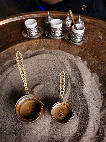 Otantic way to make Turkish coffee on the warm sand