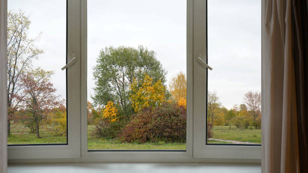 istock Window frame, view from the window, landscape outside. 1793420420