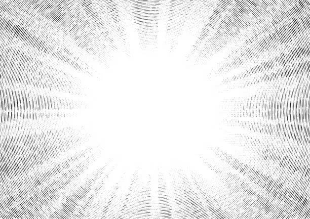 Vector illustration of Black and white halftone explosion vignette frame