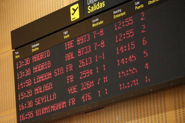 istock illuminated signs with information about destinations, schedules and boarding gates at an international airport 1793429603