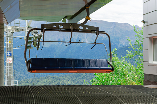 open trolley of the ski lift at the station