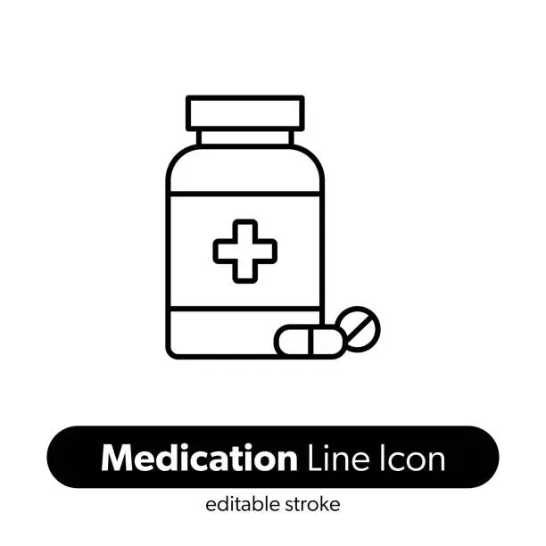 Vector illustration of Medication Line Icon. Editable Stroke Vector Icon.