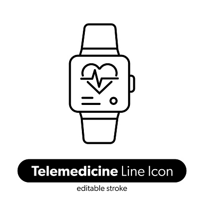 Telemedicine Line Icon. Editable Stroke Vector Icon.