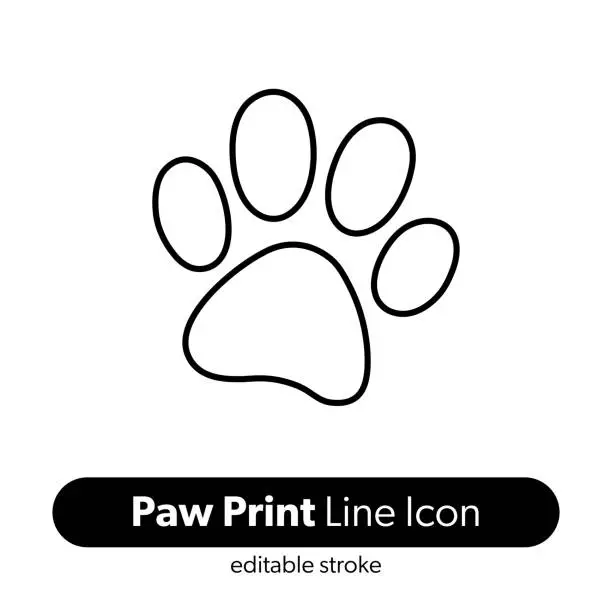 Vector illustration of Paw Print Line Icon. Editable Stroke Vector Icon.