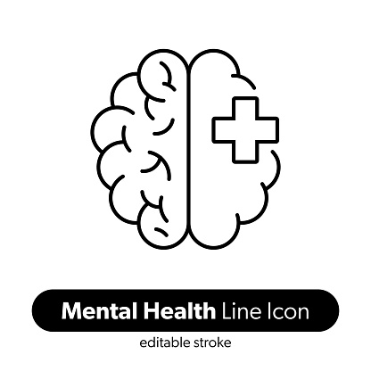 Mental Health Line Icon. Editable Stroke Vector Icon.