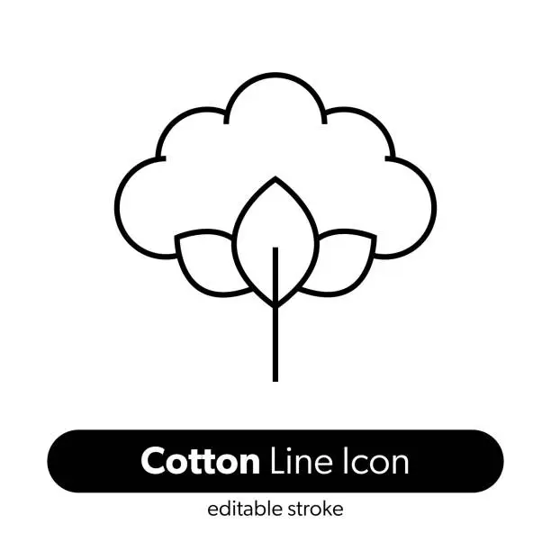 Vector illustration of Cotton Line Icon. Editable Stroke Vector Icon.