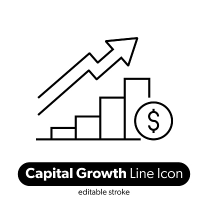 Capital Growth Line Icon. Editable Stroke Vector Icon.