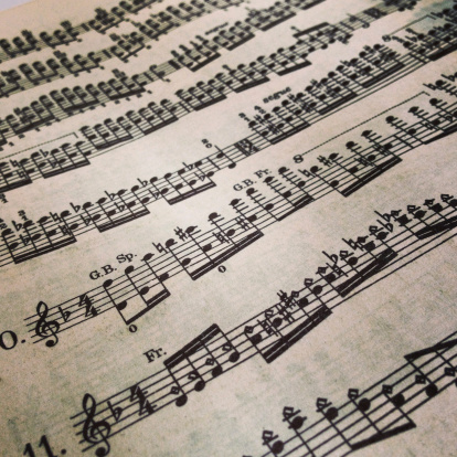 Close up of musical notes…Old musical sheet