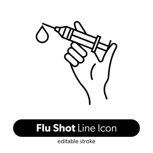 Vector illustration of Flu Shot Line Icon. Editable Stroke Vector Icon.