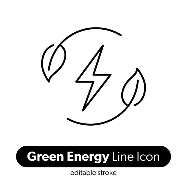 Vector illustration of Green Energy Line Icon. Editable Stroke Vector Icon.