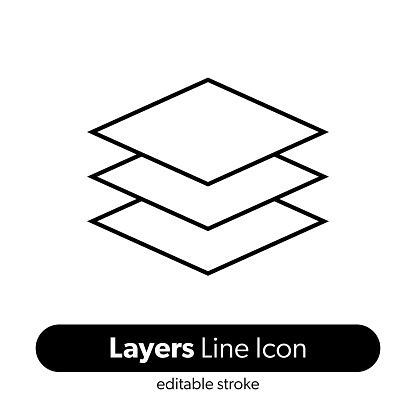 Layers Line Icon. Editable Stroke Vector Icon.