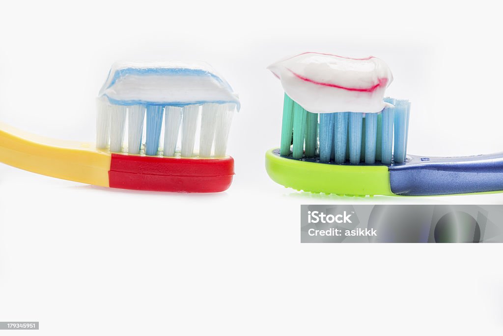 Escova de dentes e Pasta de Dentes - Royalty-free Azul Foto de stock