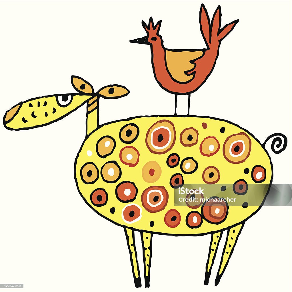 Chicken Riding Sheep Sheep With A Chicken Stock Illustration - Download Image Now ...