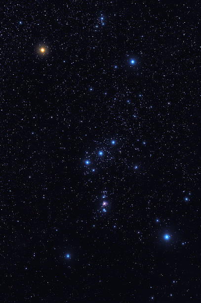 view of the orion constellation - orion bulutsusu stok fotoğraflar ve resimler