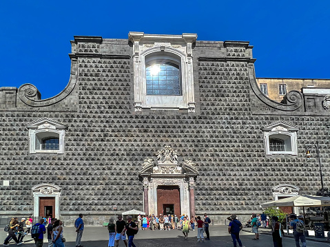 Naples, Italy, September 27, 2023:  The church Gesù Nuovo (Italian: New Jesus), Naples, Italy.