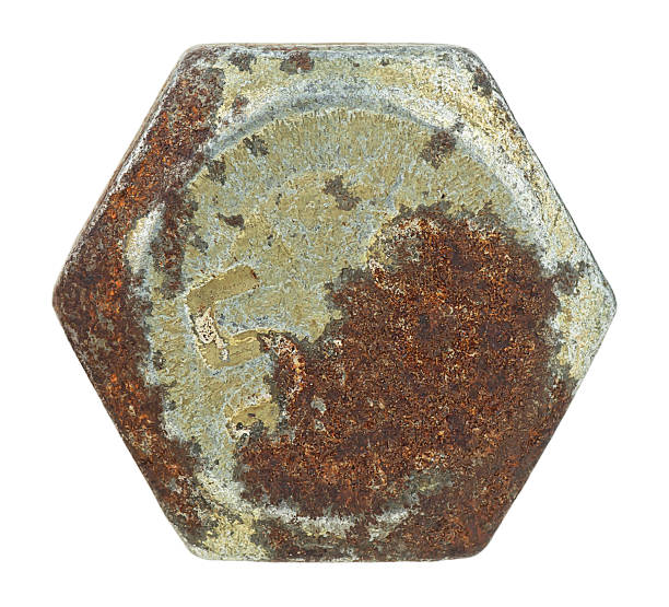 istock Old and rusty metal bolt head isolated on a white background. Old rusty screw head. 1793483888