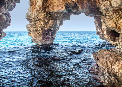 Magnificent Sea cave on the shores of the Mediterranean Sea.