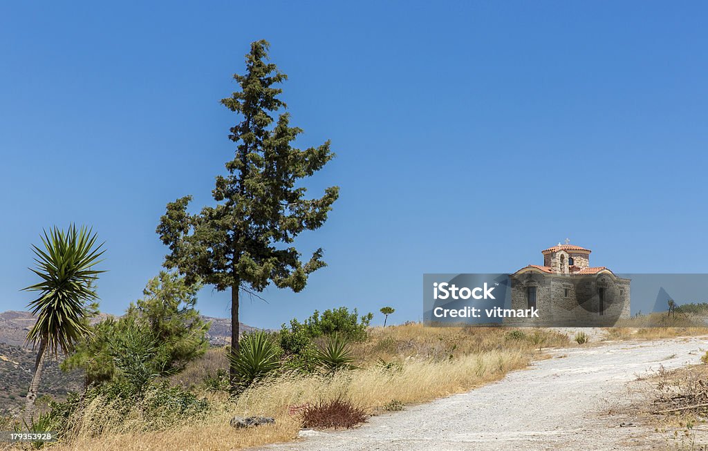 Church in Crete, Greece. Monastery (friary) in Messara Valley at Crete island in Greece. Messara - is the largest plain in Crete Antiquities Stock Photo