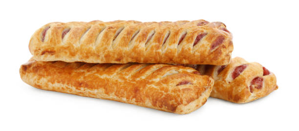 istock Fresh tasty puff pastry on white background 1793545846