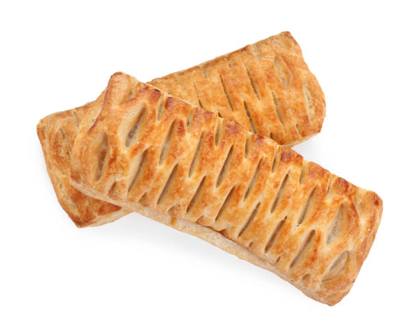 istock Fresh tasty puff pastry on white background, top view 1793545854