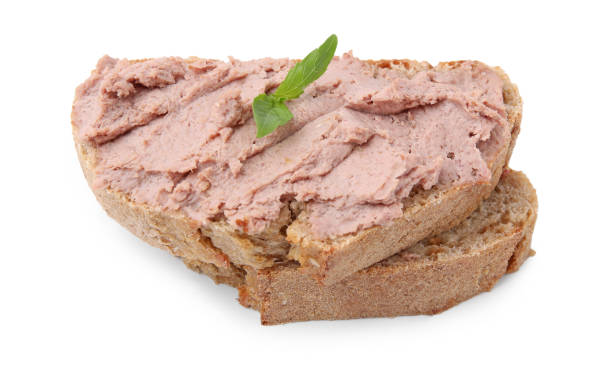 istock Delicious liverwurst sandwich with basil isolated on white 1793563034