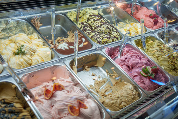 istock Colourful Ice Cream fridge on shop 1793567830