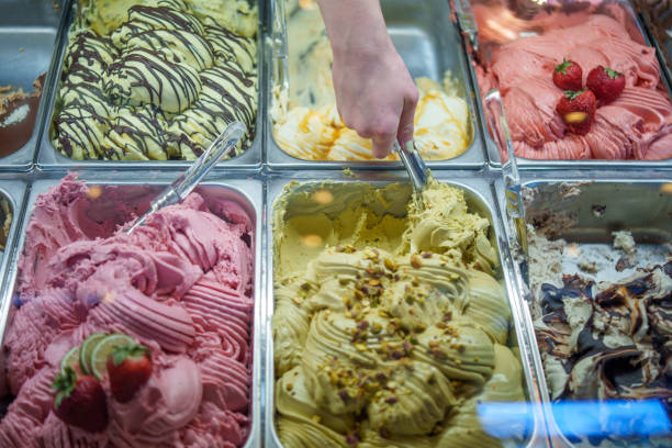 istock Colourful Ice Cream fridge on shop 1793567839