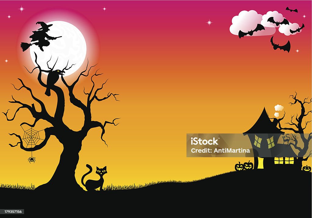 silhouette sfondo halloween - arte vettoriale royalty-free di A forma di stella