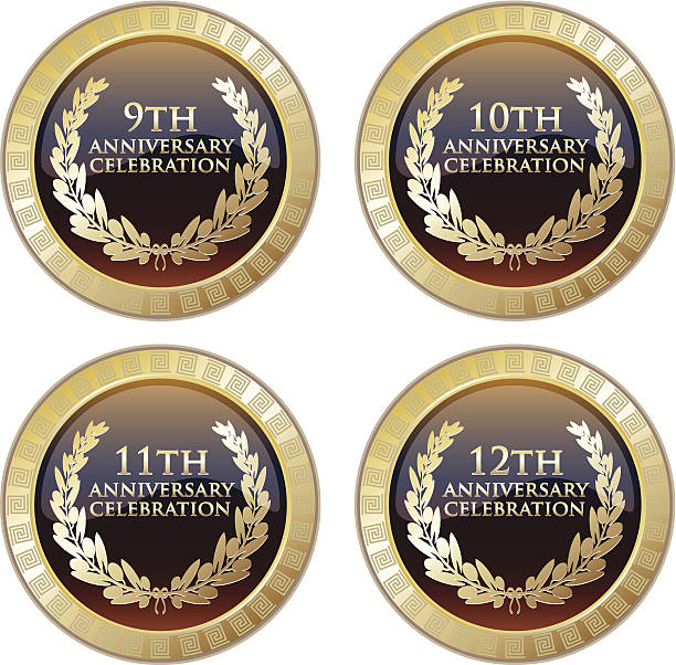 ilustrações de stock, clip art, desenhos animados e ícones de aniversário comemoração medalha collecton - banner anniversary vector button