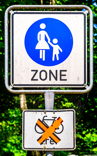 pedestrian sign in germany - photo - close up
