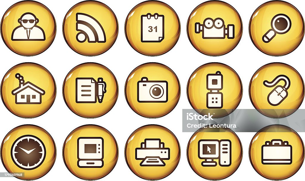 Golden Internet Icons - Lizenzfrei Aktentasche Vektorgrafik