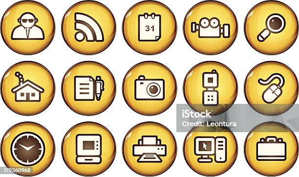 Golden Internet Icons Stock Vektor Art und mehr Bilder von Aktentasche - Aktentasche, Bedienungsknopf, Camcorder