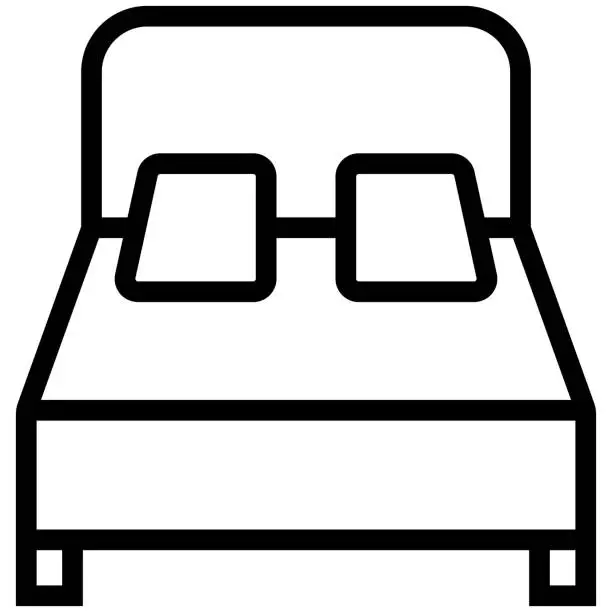 Vector illustration of Bed outline icon for web and mobile