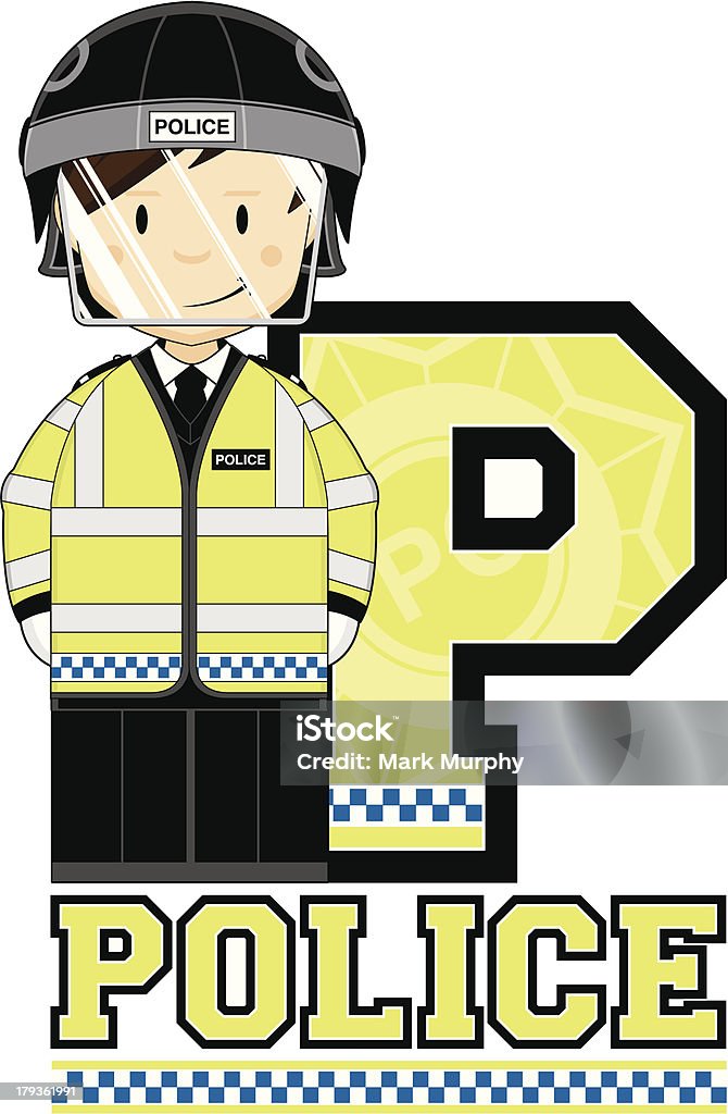 かわいい英国暴動 Policeman レター P - アルファベットのロイヤリティフリーベクトルアート