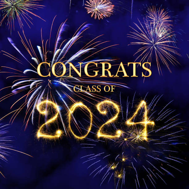 istock CONGRATS CLASS of 2024 lettering with beautiful fireworks 1793632575