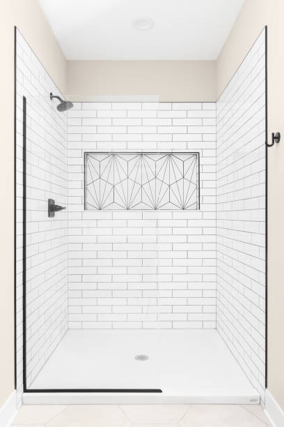istock A shower with white subway and kavala tiles. 1793634222
