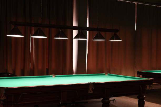 istock Empty green billiard tables in club. Pool Game 1793642791